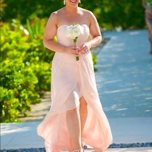 David’s Bridal sweetheart neckline strapless Petal Pink Bridesmaid Dress Size 6